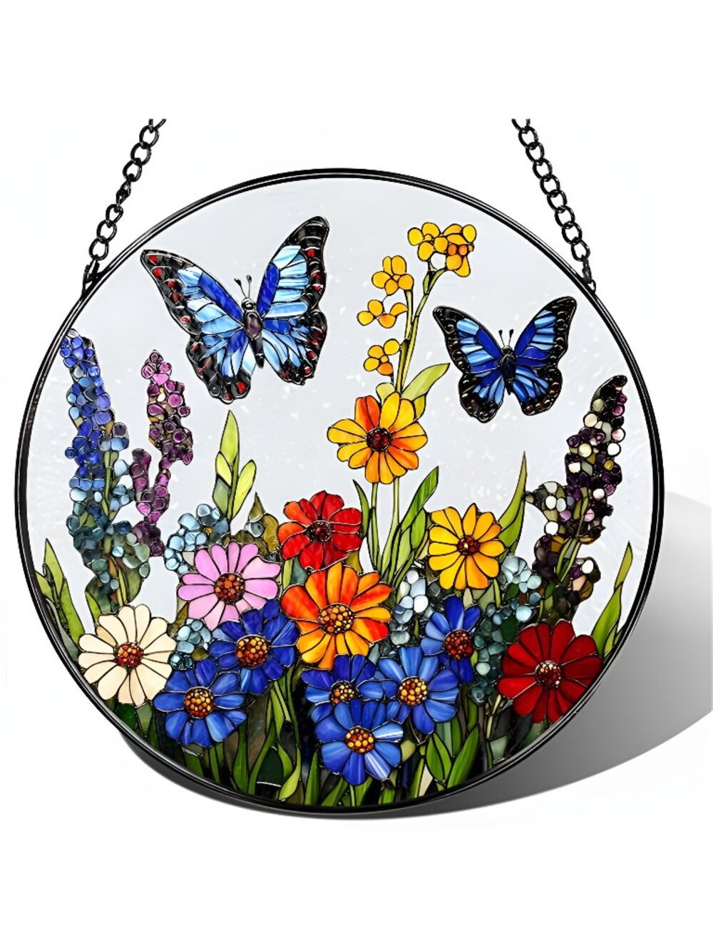 Stained Glass Window Hanging, 8 Inch Stained Glass Suncatcher Ornament